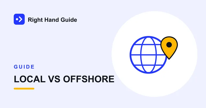 Illustration of a globe with a location pin, representing local versus offshore hiring